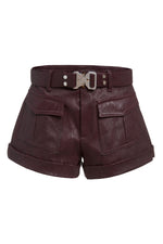 Belted Leather Cargo Shorts