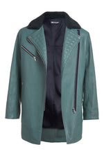 Turquoise Leather Moto Jacket